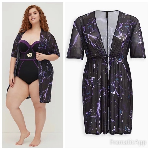 torrid Other - NWT TORRID Disney The Little Mermaid Ursula Swim Kimono - Black